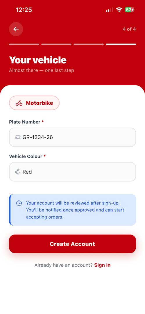 Vehicle details screen