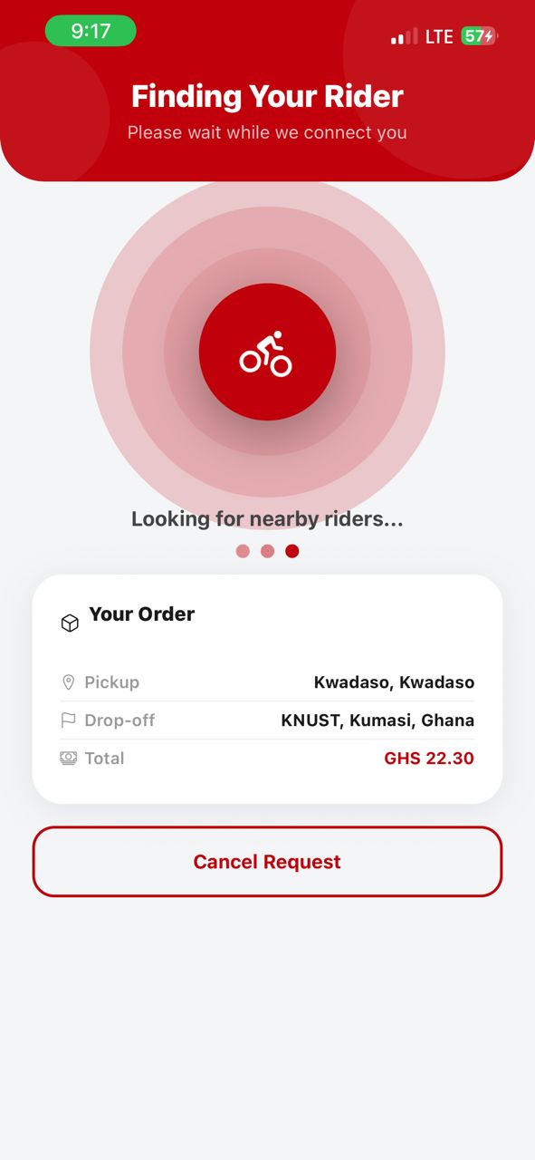 Finding your rider screen